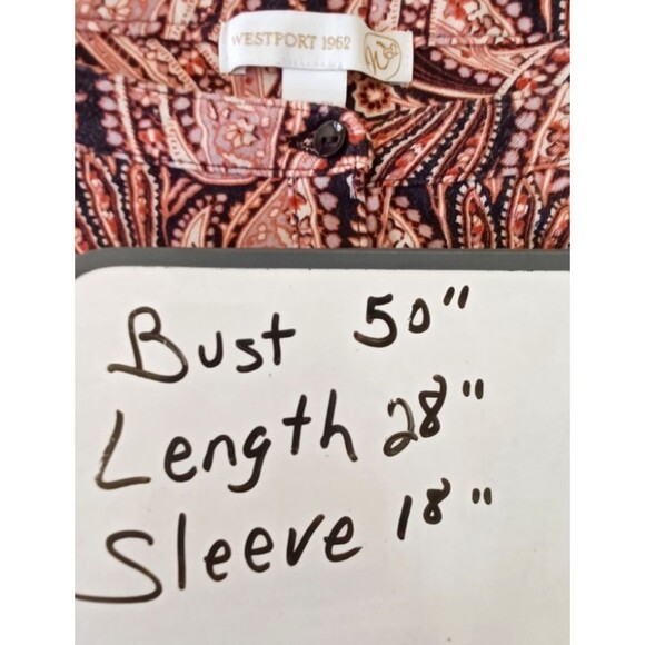 Westport 3X Shirt Top Women Paisley Roll Tab Sleeves Buttons - Picture 12 of 12